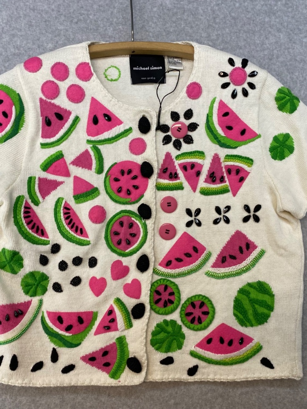 NEW! Vintage Michael Simon Cardigan S • Pants S • Watermelon • 1998 • Pant Set - Picture 2 of 16